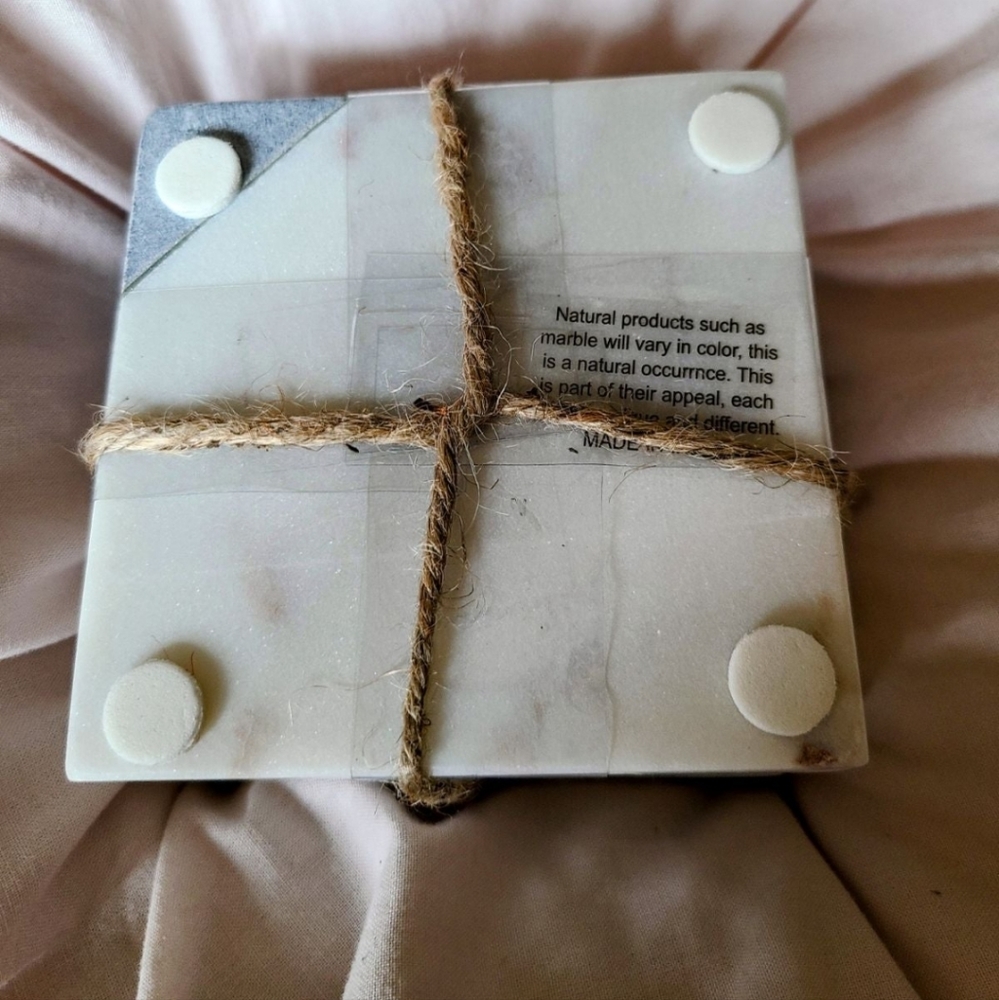 New Global Marketplace Square Marble Coasters - Set of 4 - Picture 3 of 3